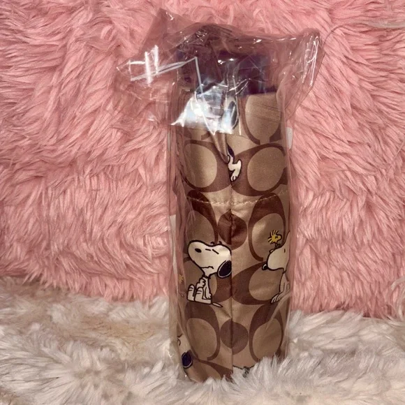 Coach NEW Coach X Peanuts Snoopy Print Brown Multi UV Protection Mini Umbrella - Picture 6 of 16